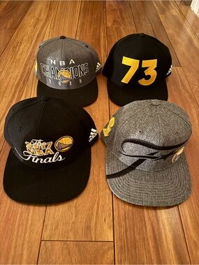 Golden State Warriors Black & Gray Championship Snapback Hats (Lot of 4)